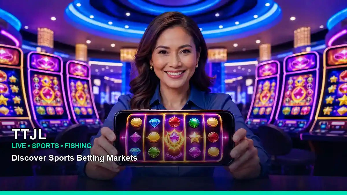 Mobile casino gaming visual with an adult Philippine host in a premium setting