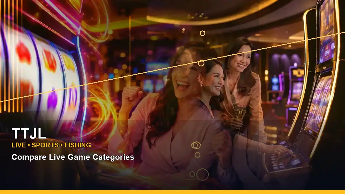 TTJL panoramic reel highlighting VIP casino rewards and mobile-friendly play